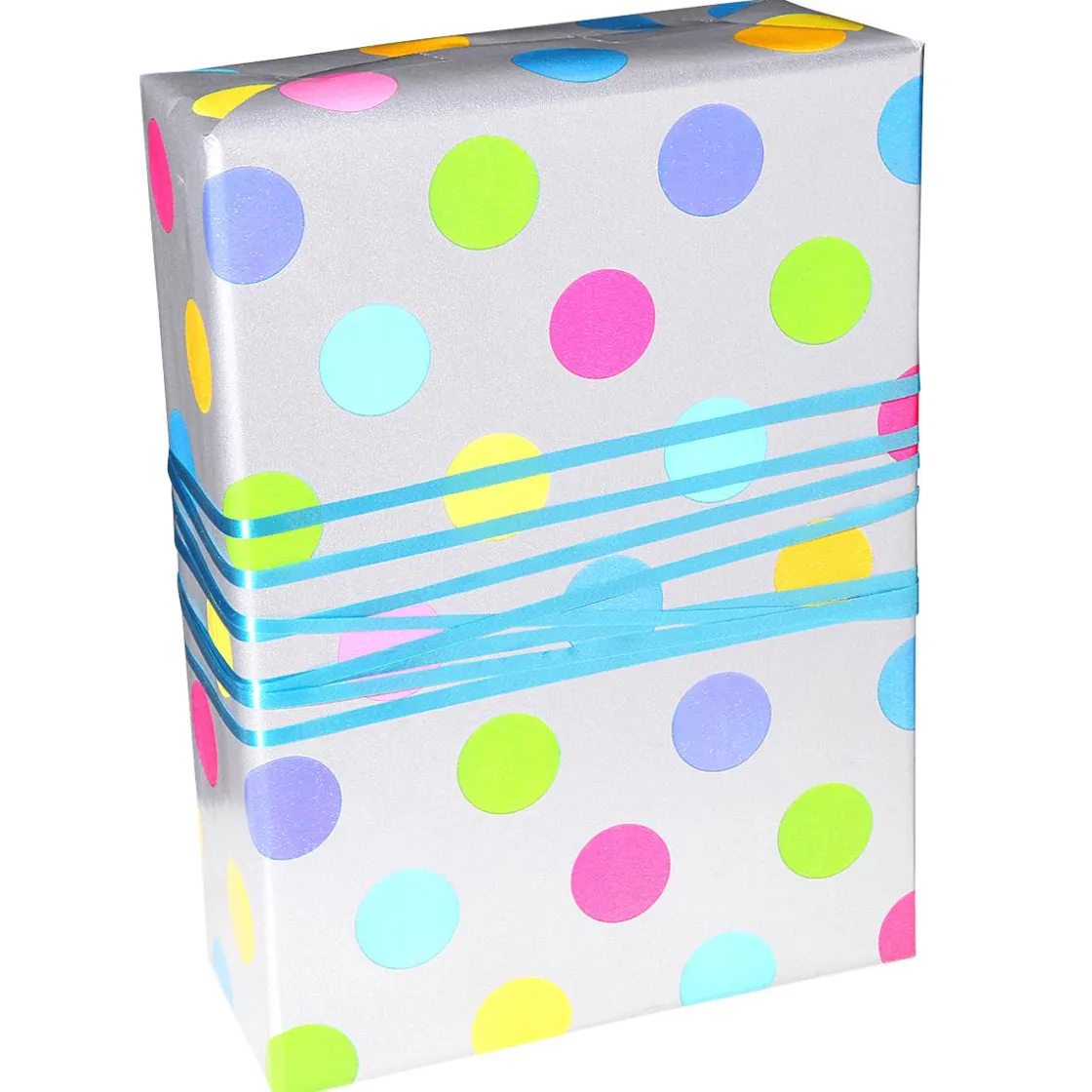 DecoWoerner Papel De Regalo|Go Green - Envoltorio Para Regalo Ecológico>Papel De Envolver Sostenible, Plateado Y Con Puntos De Colores - Bobina De Papel De Envolver De 50 M