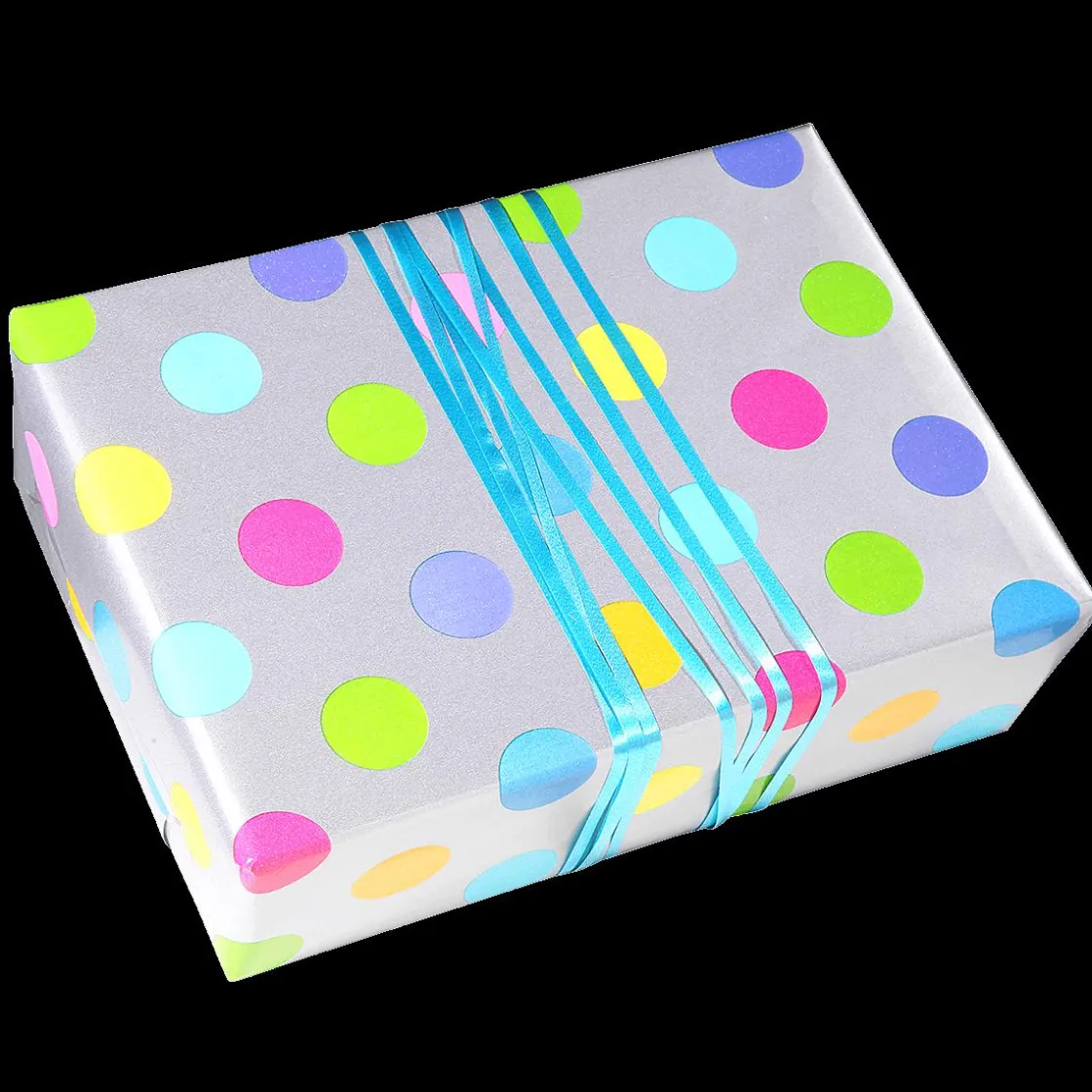 DecoWoerner Papel De Regalo|Go Green - Envoltorio Para Regalo Ecológico>Papel De Envolver Sostenible, Plateado Y Con Puntos De Colores - Bobina De Papel De Envolver De 50 M