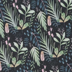 DecoWoerner Papel De Regalo>Papel De Envolver Sostenible, , Con Hojas En Verde, Petróleo Y Rosa - Bobina De Papel De Envolver De 50 M