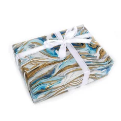 DecoWoerner Papel De Regalo|Go Green - Envoltorio Para Regalo Ecológico>Papel De Envolver Sostenible Azul Y Dorado - Rollo De Papel De Envolver De 50 M