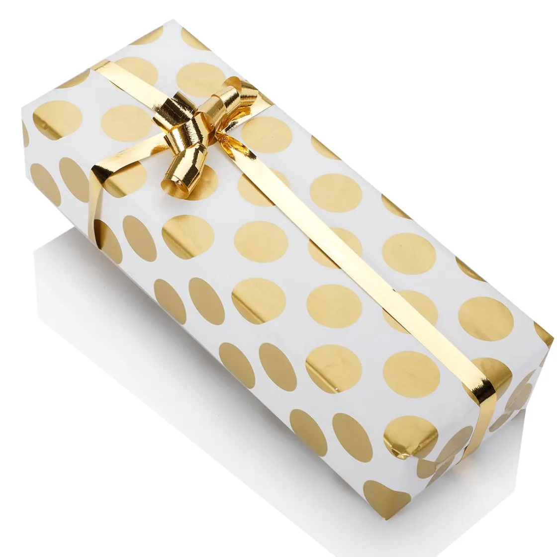 DecoWoerner Papel De Regalo|Go Green - Envoltorio Para Regalo Ecológico>Papel De Regalo Blanco Sostenible Con Puntos Dorados - Bobina De Papel De Regalo De 50 M