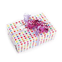 DecoWoerner Papel De Regalo|Go Green - Envoltorio Para Regalo Ecológico>Papel De Regalo Blanco Sostenible Con Corazones De Colores - Rollo De Papel De Regalo De 50 M