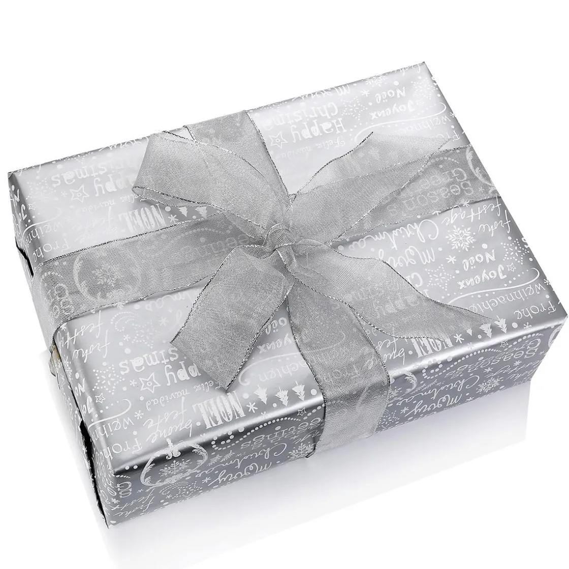 DecoWoerner Papel De Regalo>Papel De Regalo De Doble Cara Dorado Y Plateado Con Símbolos Navideños - Rollo De Papel De Regalo De 50 M