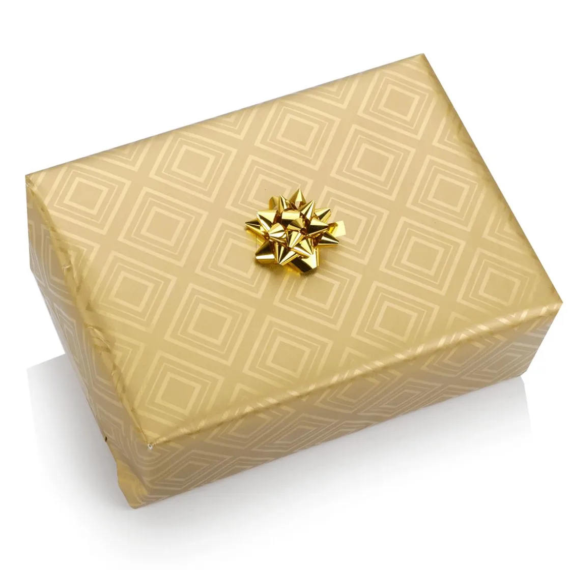 DecoWoerner Papel De Regalo|Go Green - Envoltorio Para Regalo Ecológico>Papel De Regalo Dorado Sostenible Con Motivos Geométricos Brillantes - Bobina De Papel De Regalo De 50 M