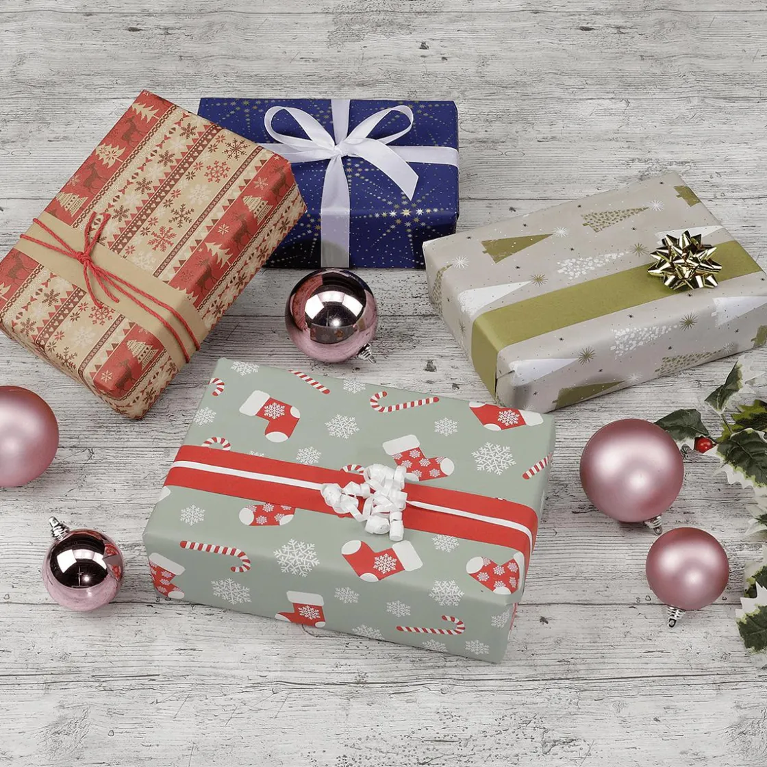 DecoWoerner Papel De Regalo>Papel De Regalo Estrellas / Dorado / Plateado