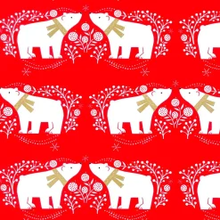 DecoWoerner Papel De Regalo|Go Green - Envoltorio Para Regalo Ecológico>Papel De Regalo Navideño Sostenible De Color Con Osos Polares Blancos - Bobina De Papel De Regalo De 50 M
