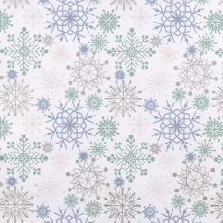 DecoWoerner Papel De Regalo>Papel Kraft Con Copos De Nieve En Azul Claro, Rosa, Plata Y Menta - Rollo De Papel De Regalo De 50 M