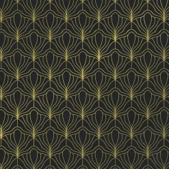 DecoWoerner Papel De Regalo|Go Green - Envoltorio Para Regalo Ecológico>Papel Kraft Reciclado Con Motivo De Abanico Dorado - Bobina De Papel De Regalo De 50 M