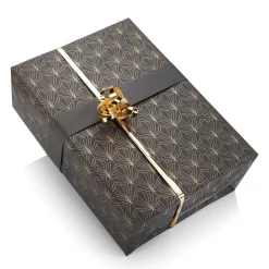 DecoWoerner Papel De Regalo|Go Green - Envoltorio Para Regalo Ecológico>Papel Kraft Reciclado Con Motivo De Abanico Dorado - Bobina De Papel De Regalo De 50 M