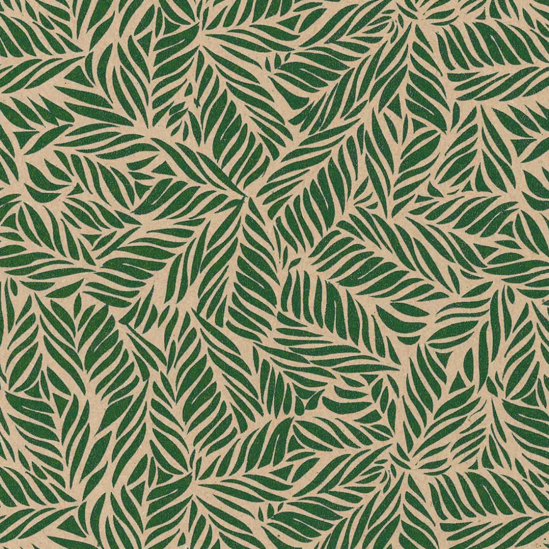 DecoWoerner Papel De Regalo|Go Green - Envoltorio Para Regalo Ecológico>Papel Kraft Reciclado Con Hojas De Palmera s - Rollo De Papel De Envolver De 50 M