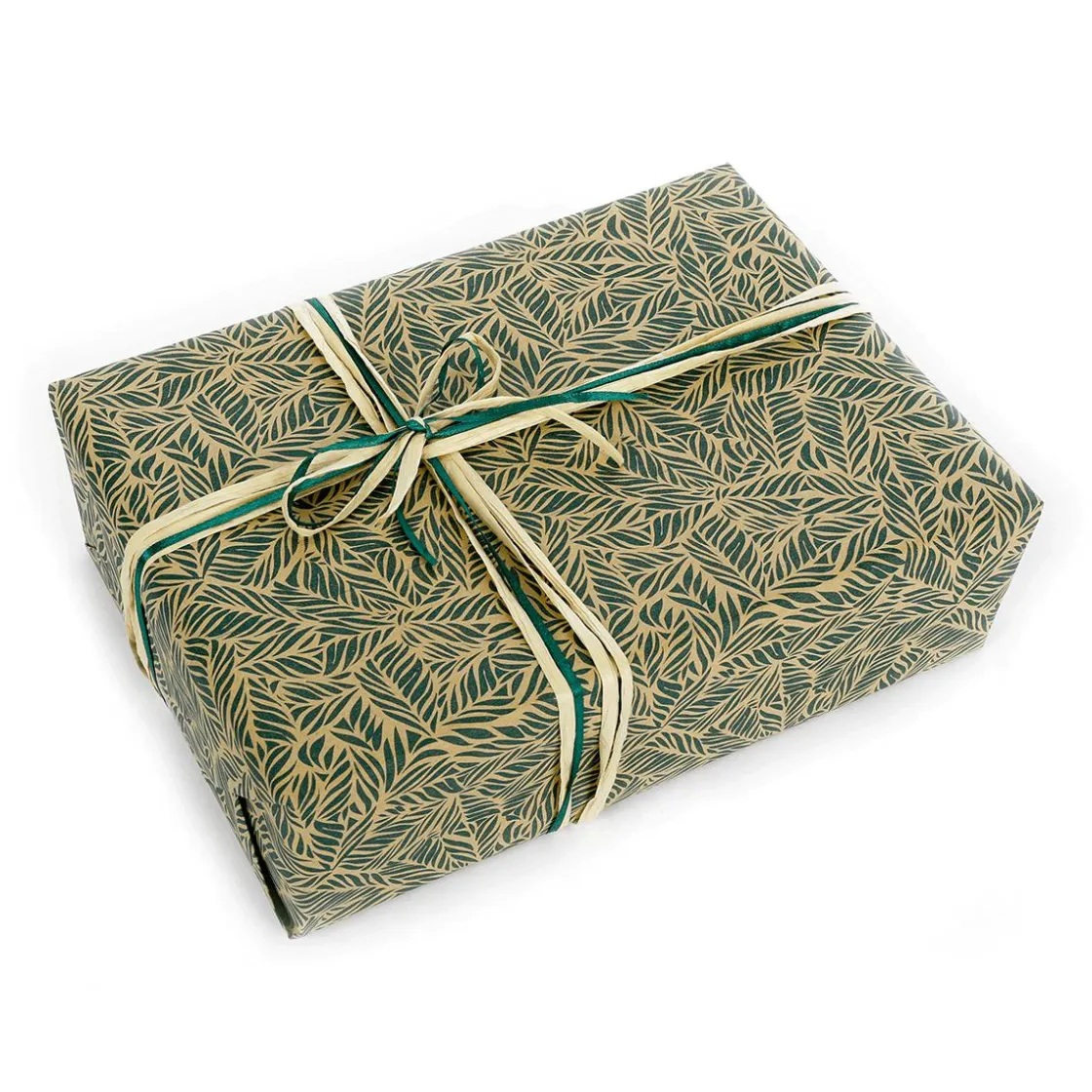 DecoWoerner Papel De Regalo|Go Green - Envoltorio Para Regalo Ecológico>Papel Kraft Reciclado Con Hojas De Palmera s - Rollo De Papel De Envolver De 50 M