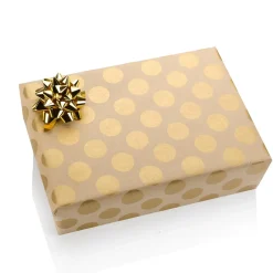DecoWoerner Papel De Regalo|Go Green - Envoltorio Para Regalo Ecológico>Papel Kraft Reciclado Con Puntos Dorados - Bobina De Papel De Regalo Sostenible De 50 M