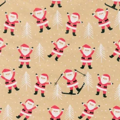 DecoWoerner Papel De Regalo|Go Green - Envoltorio Para Regalo Ecológico>Papel Kraft Reciclado Con Papá De Noel Y Abetos Blancos - Rollo De Papel De Envolver De 50m