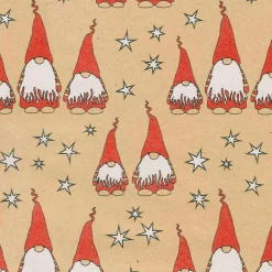 DecoWoerner Papel De Regalo|Go Green - Envoltorio Para Regalo Ecológico>Papel Kraft Reciclado Con Amigo Invisible Rojo Y Estrellas Blancas - Bobina De Papel De Regalo De 50 M