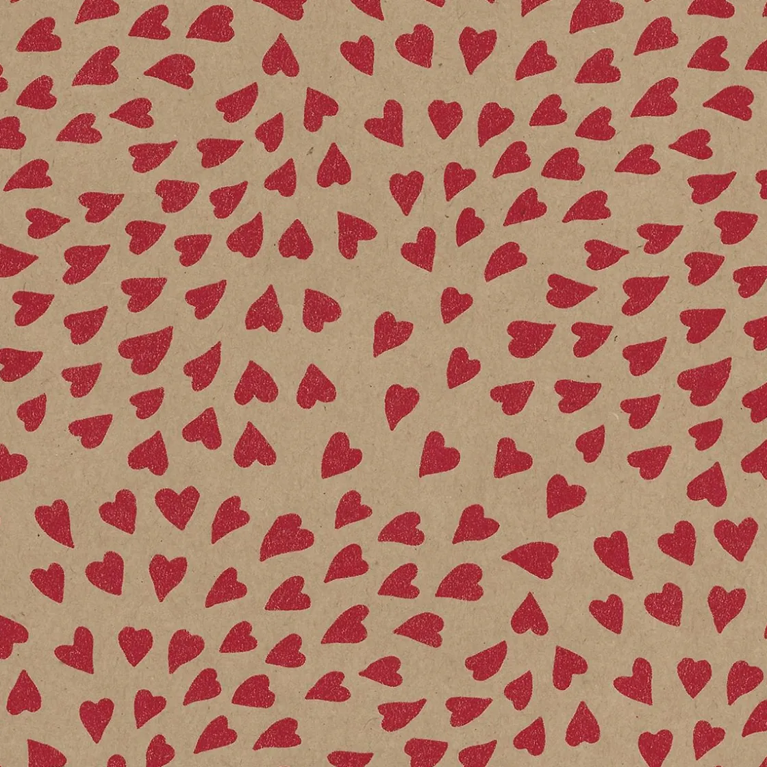 DecoWoerner Papel De Regalo|Go Green - Envoltorio Para Regalo Ecológico>Papel Kraft Reciclado Con Corazones s - Rollo De Papel De Envolver De 50 M