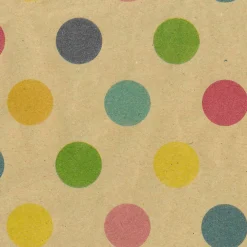DecoWoerner Papel De Regalo|Go Green - Envoltorio Para Regalo Ecológico>Papel Kraft Reciclado Con Puntos De Colores - Bobina De Papel De Envolver De 50 M