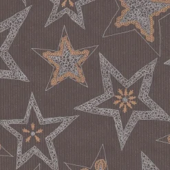 DecoWoerner Papel De Regalo|Go Green - Envoltorio Para Regalo Ecológico>Papel Kraft Reciclado Oscuro Con Estrellas Plateadas - Rollo De Papel De Regalo De 50 M