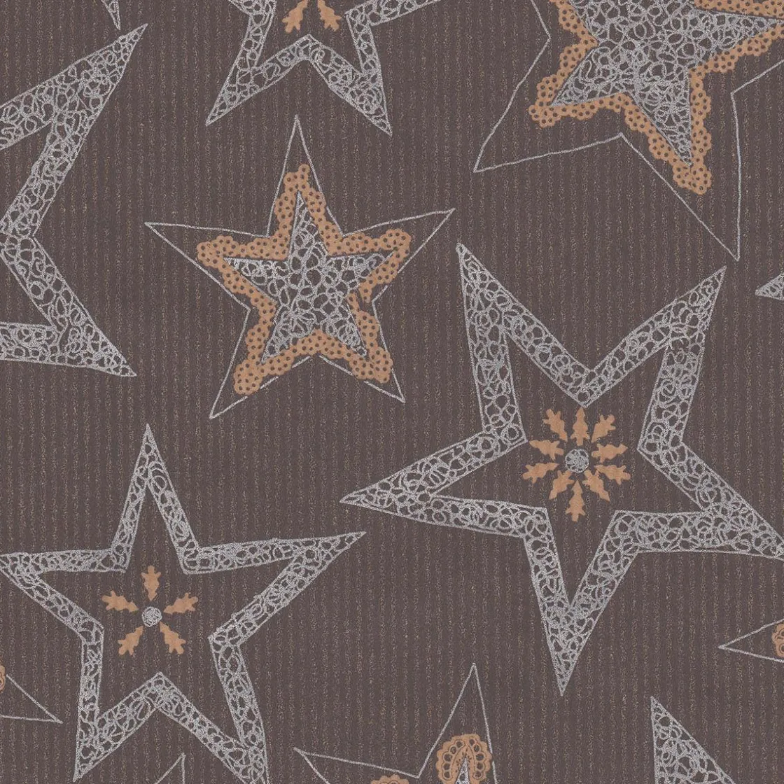 DecoWoerner Papel De Regalo|Go Green - Envoltorio Para Regalo Ecológico>Papel Kraft Reciclado Oscuro Con Estrellas Plateadas - Rollo De Papel De Regalo De 50 M