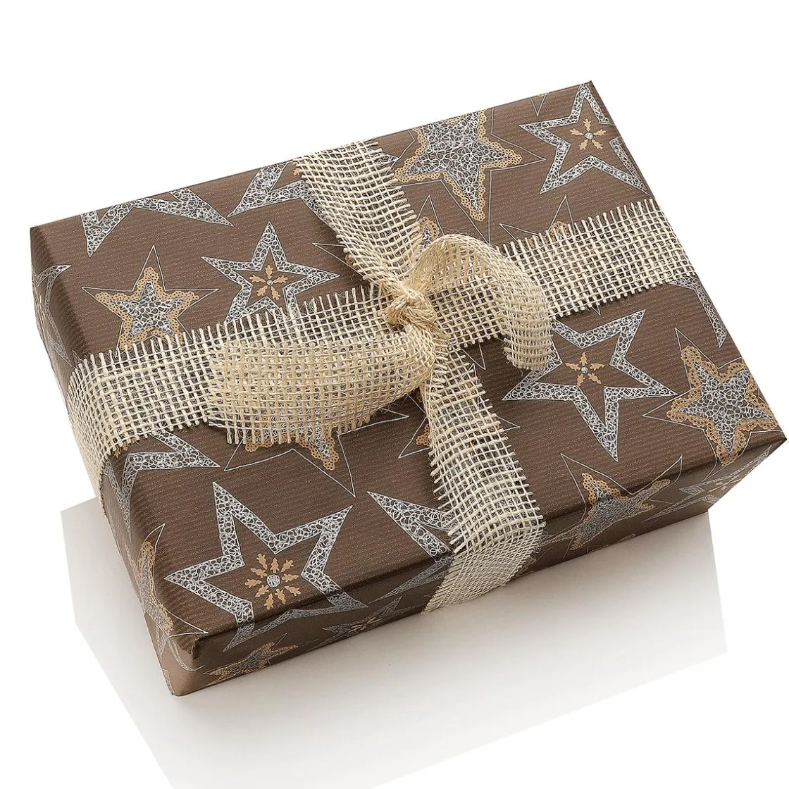 DecoWoerner Papel De Regalo|Go Green - Envoltorio Para Regalo Ecológico>Papel Kraft Reciclado Oscuro Con Estrellas Plateadas - Rollo De Papel De Regalo De 50 M