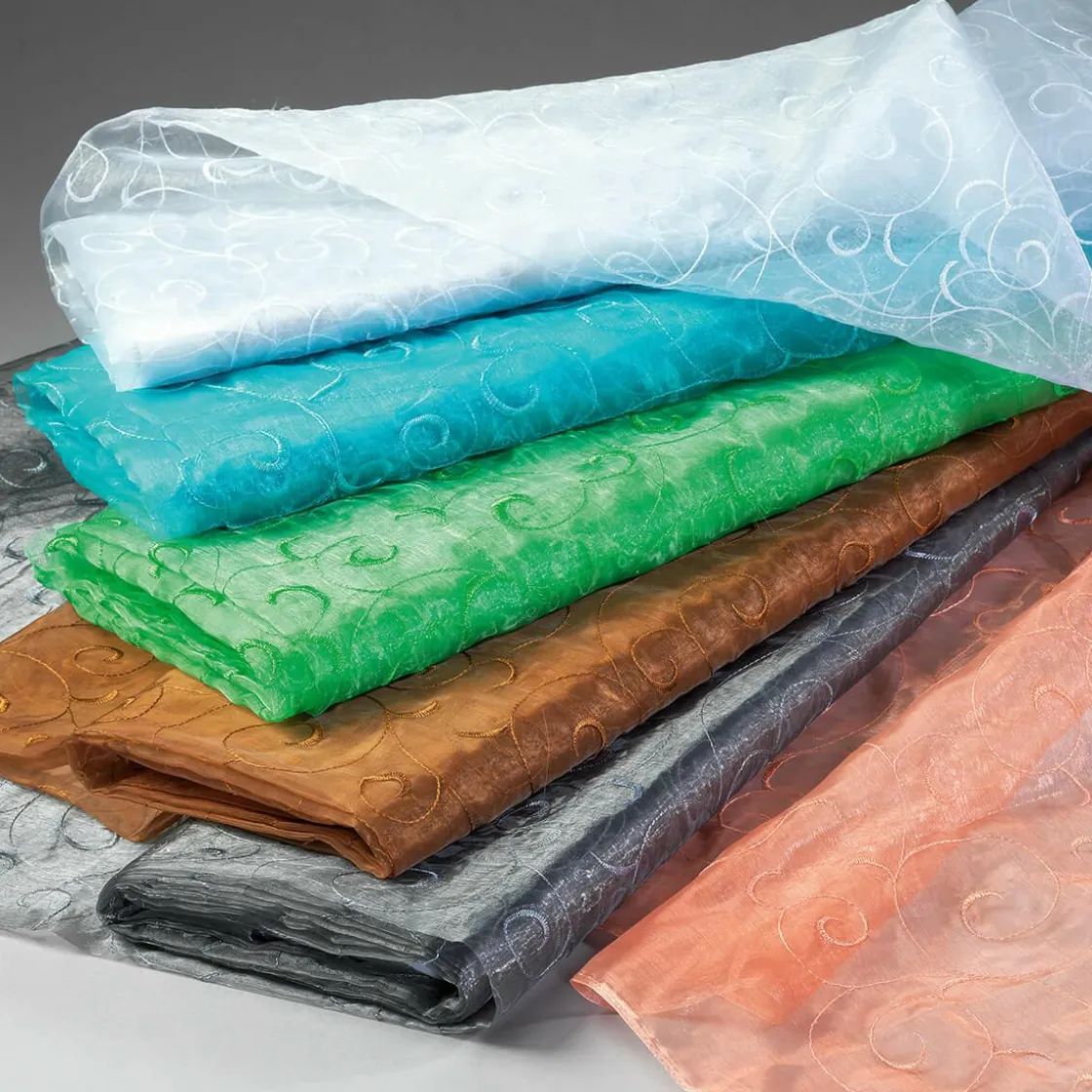 DecoWoerner Telas>Paquete De Ofertas "Organza Con Bordado De Zarcillos", Hielo 5 M