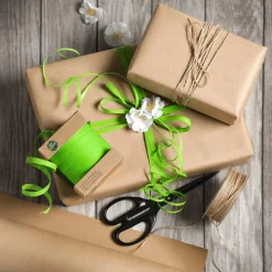 DecoWoerner Go Green - Envoltorio Para Regalo Ecológico>Paquete Económico Go Green Caja De Regalo Con Cinta De Yute Blanca Y Marrón
