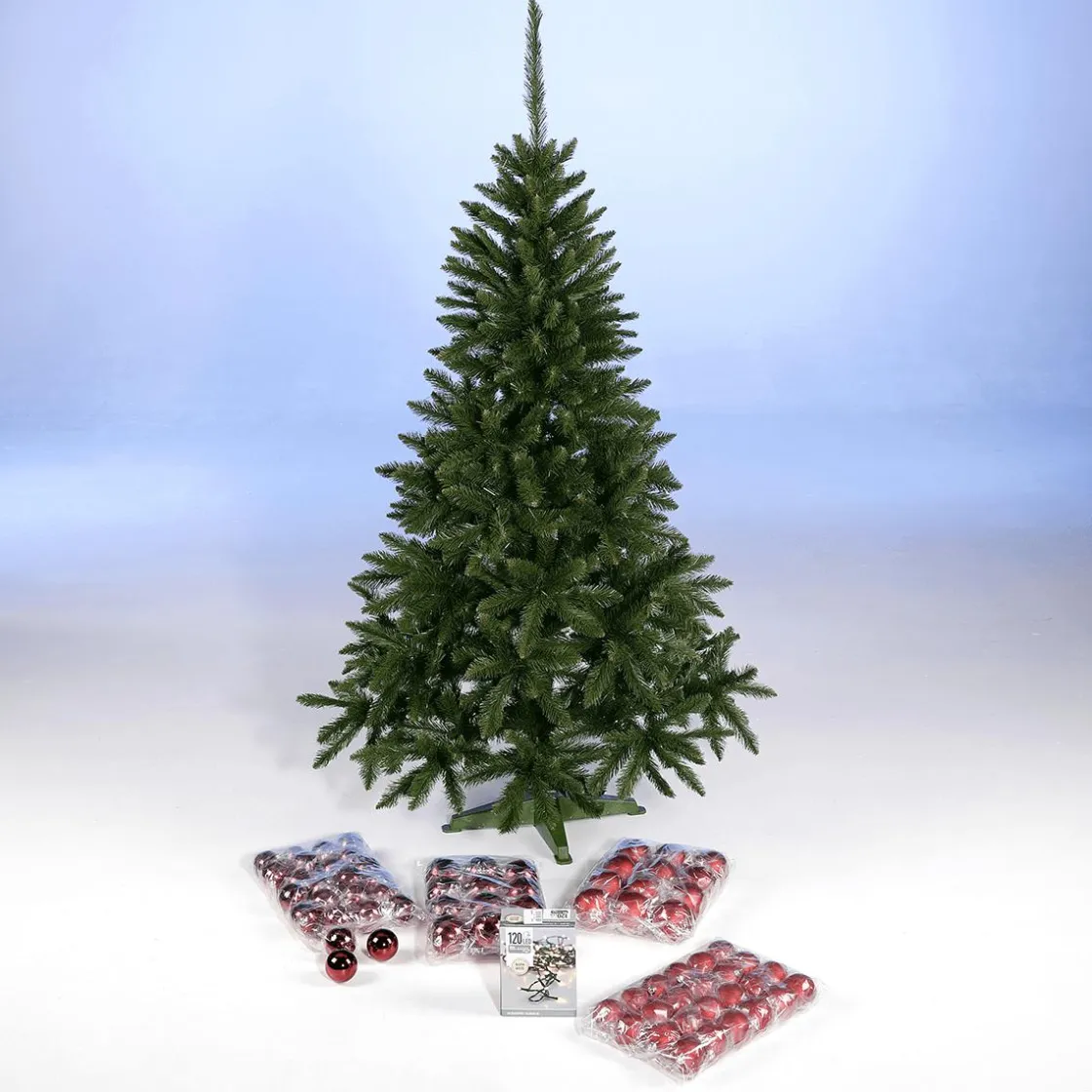 DecoWoerner Árboles De Navidad Artificiales>Paquete Económico Árbol De Navidad 180 Cm Con Adornos De Plástico s Y Luces De Hadas