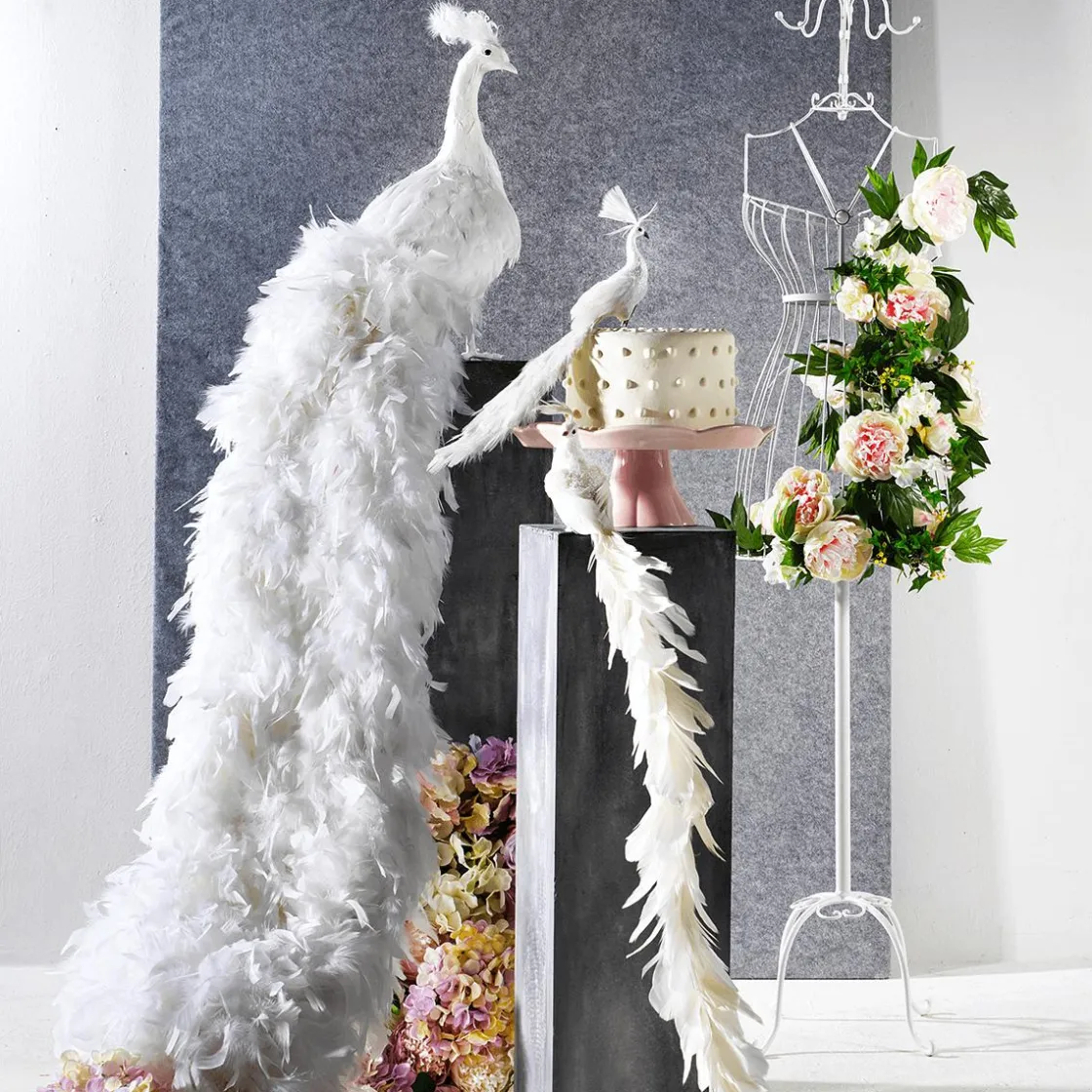 DecoWoerner Decoración De Animales|Decoración Temática>Pavo Real Decorativo, Longitud: 150 Cm