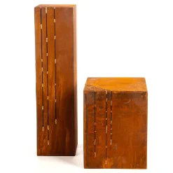 DecoWoerner Expositores Para Tiendas|Decoración De Otoño>Pedestal Deco Superficie De Acero Inoxidable Patinado 100 Cm De Altura