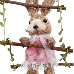 DecoWoerner Decoración De Animales|Decoración De Pascua>Percha Decorativa "Conejitos En Escalera De Madera", 120 Cm De Largo