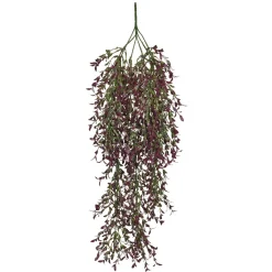 DecoWoerner Plantas Colgantes|Plantas Artificiales Ignífugas>Percha Níspero Purpurina Ignífuga Púrpura - Verde 85 Cm B1
