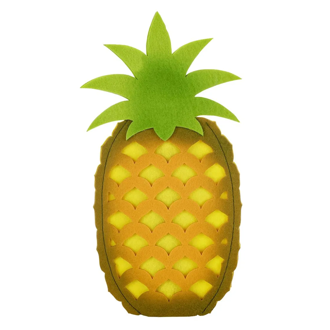 DecoWoerner Decoración De Verano>Piña Decorativa De Fieltro Sobre Base De Madera 35 Cm