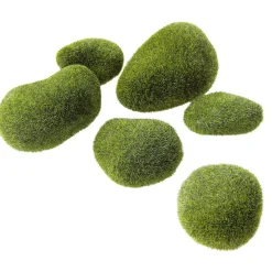 DecoWoerner Decoración Dispersa>Piedras Decorativas Con Musgo, 6 Piezas