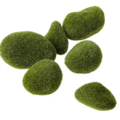 DecoWoerner Decoración Dispersa>Piedras Decorativas Con Musgo, 6 Piezas