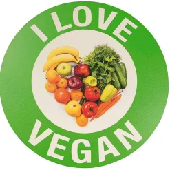 DecoWoerner Decoración Temática>Placa De Metal "Veggie & Vegan" (Vegetariano Y Vegano) Ø 35 Cm