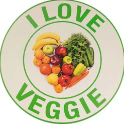 DecoWoerner Decoración Temática>Placa De Metal "Veggie & Vegan" (Vegetariano Y Vegano) Ø 35 Cm