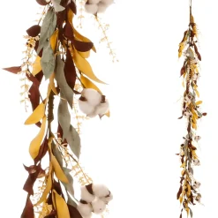 DecoWoerner Decoración De Otoño|Guirnaldas Y Vides>Planta Artificial De Algodón Otoñal Vid 152 Cm