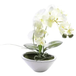DecoWoerner Plantas De Interior|Flores Artificiales>Planta Artificial Orquídea En Maceta, Blanca 28 Cm