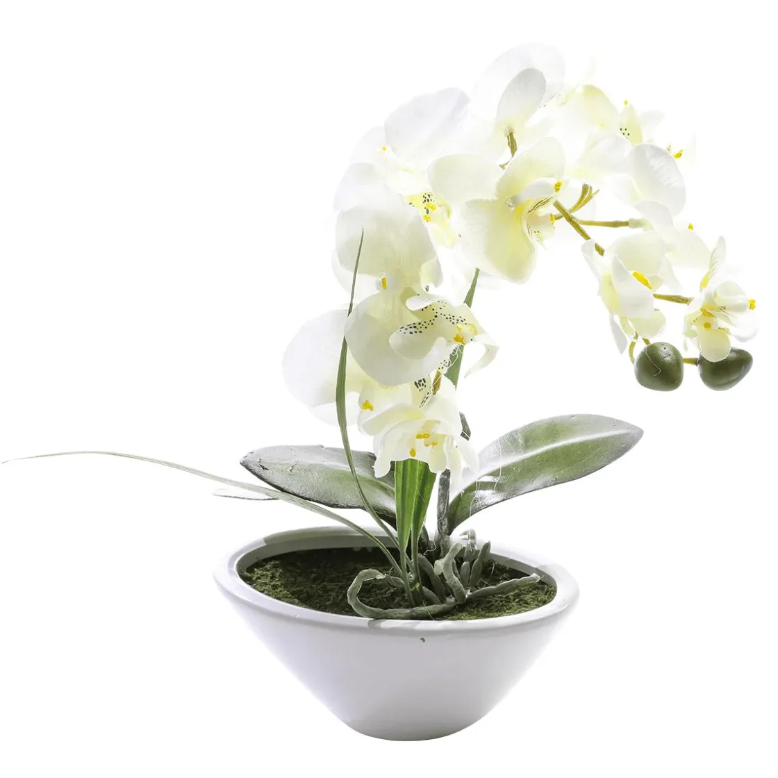 DecoWoerner Plantas De Interior|Flores Artificiales>Planta Artificial Orquídea En Maceta, Blanca 28 Cm