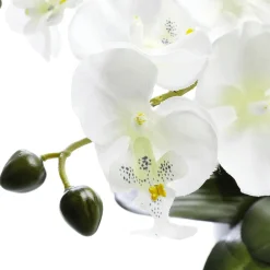 DecoWoerner Plantas De Interior|Flores Artificiales>Planta Artificial Orquídea En Maceta, Blanca 28 Cm