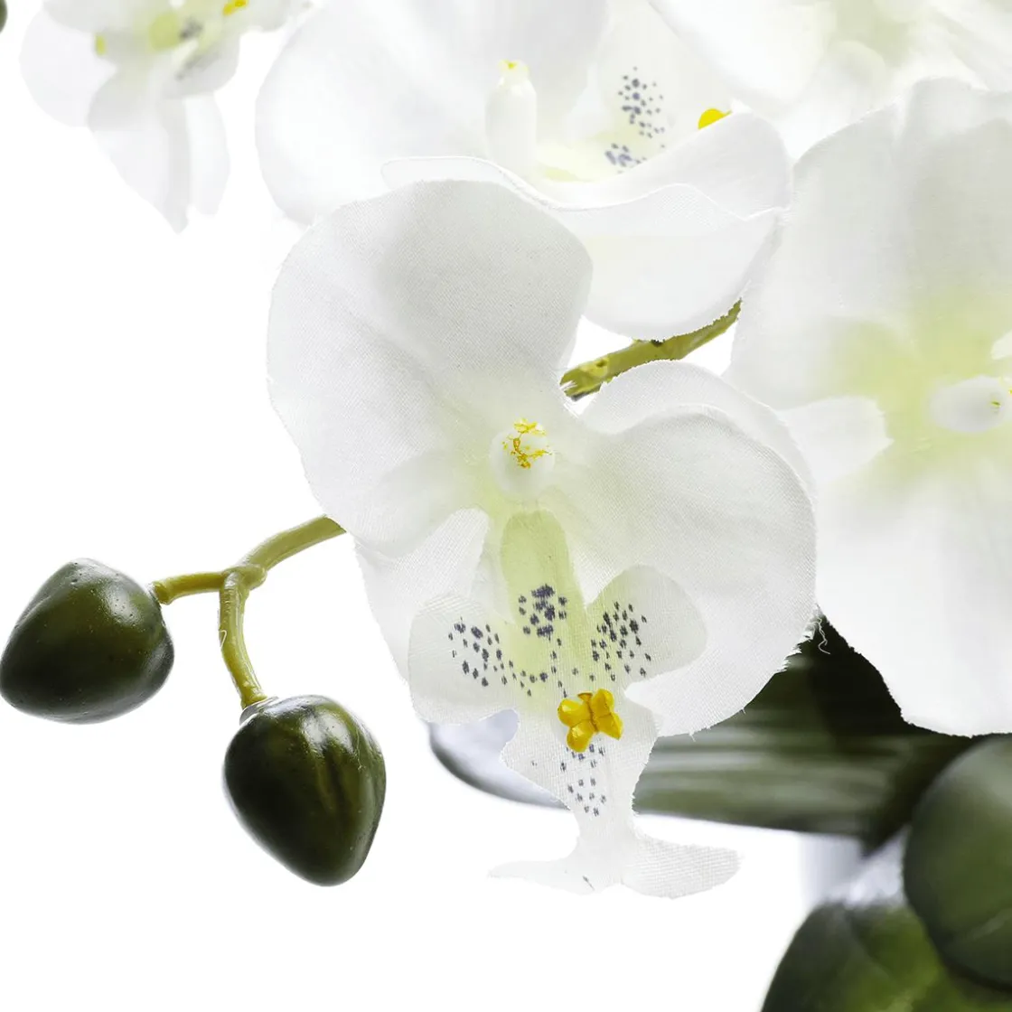 DecoWoerner Plantas De Interior|Flores Artificiales>Planta Artificial Orquídea En Maceta, Blanca 28 Cm