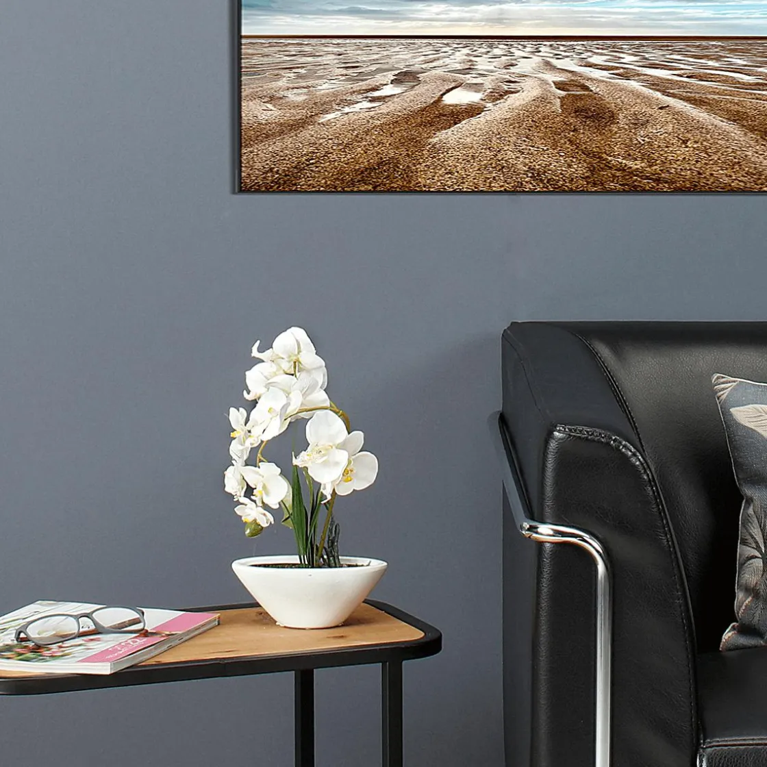 DecoWoerner Plantas De Interior|Flores Artificiales>Planta Artificial Orquídea En Maceta, Blanca 28 Cm