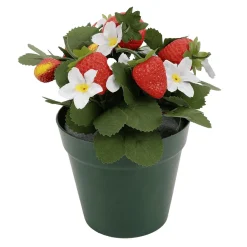 DecoWoerner Frutas>Planta De Fresa Artificial En Maceta De 21 Cm