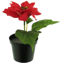 DecoWoerner Plantas De Interior|Flores Artificiales>Poinsettia Artificial En Maceta 15 Cm