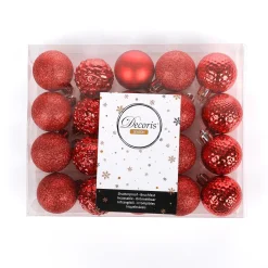 DecoWoerner Bolas De Navidad>Poinsettias Rojas Inastillables 4 Cm Ø - 20 Piezas