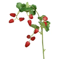 DecoWoerner Decoración De Verano|Ramas Y Ramitas>Rama Artificial De Frambuesa Roja 64 Cm Con 10 Frutos