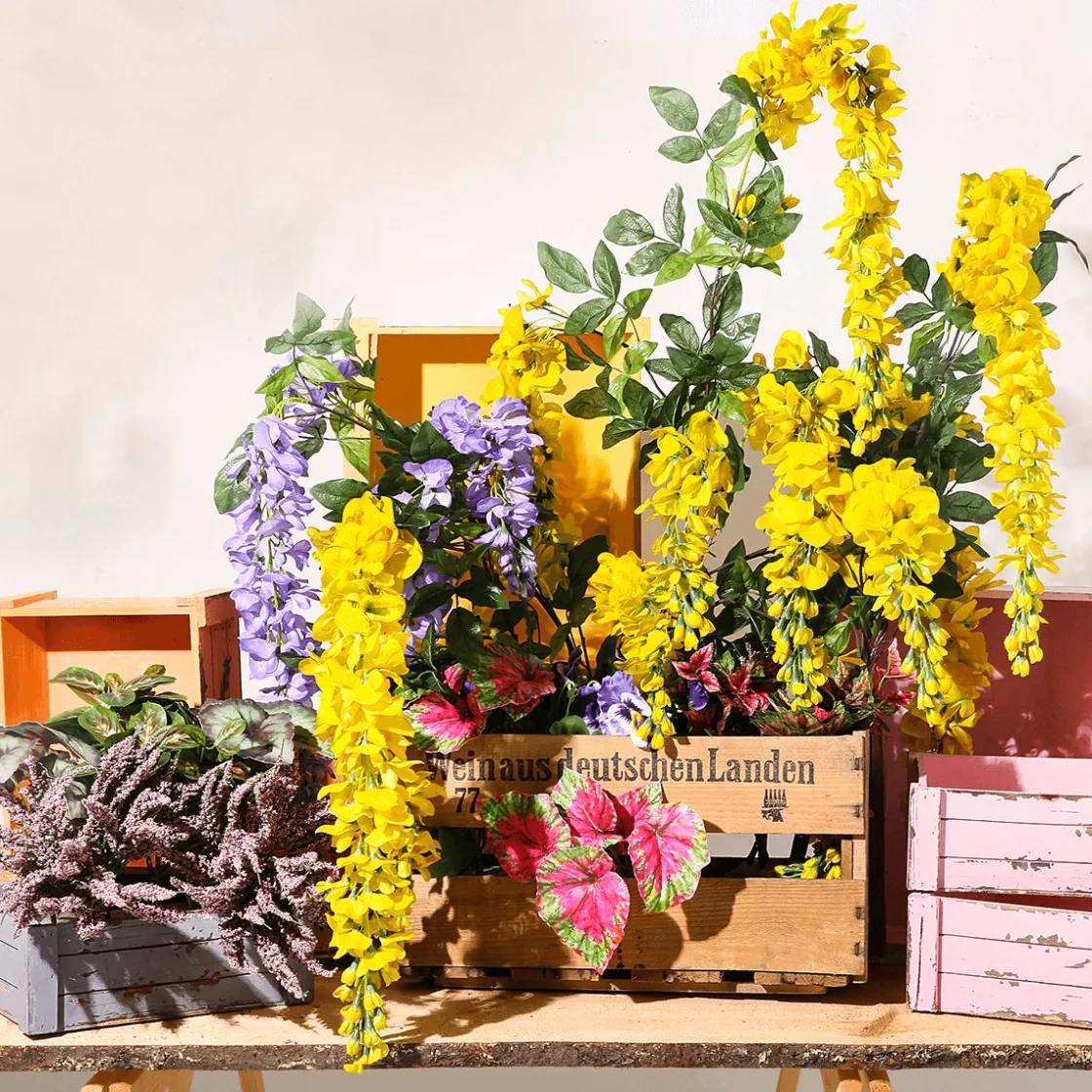 DecoWoerner Decoración De Primavera|Ramas Y Ramitas>Rama Artificial Wisteria Laburnum, 140 Cm, Violeta