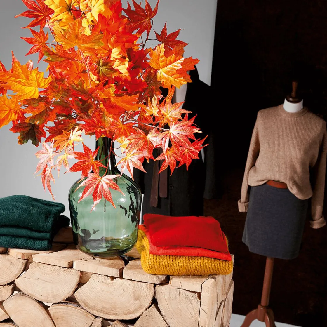 DecoWoerner Decoración De Otoño|Ramas Y Ramitas>Rama De Arce Artificial Ada, Longitud 80 Cm