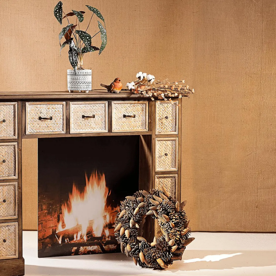 DecoWoerner Decoración De Otoño|Ramas Y Ramitas>Rama De Otoño Con Algodón 80 Cm