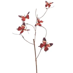 DecoWoerner Decoración De Animales|Decoración De Primavera>Rama Decorativa Con 5 Mariposas, Roja, 95 Cm