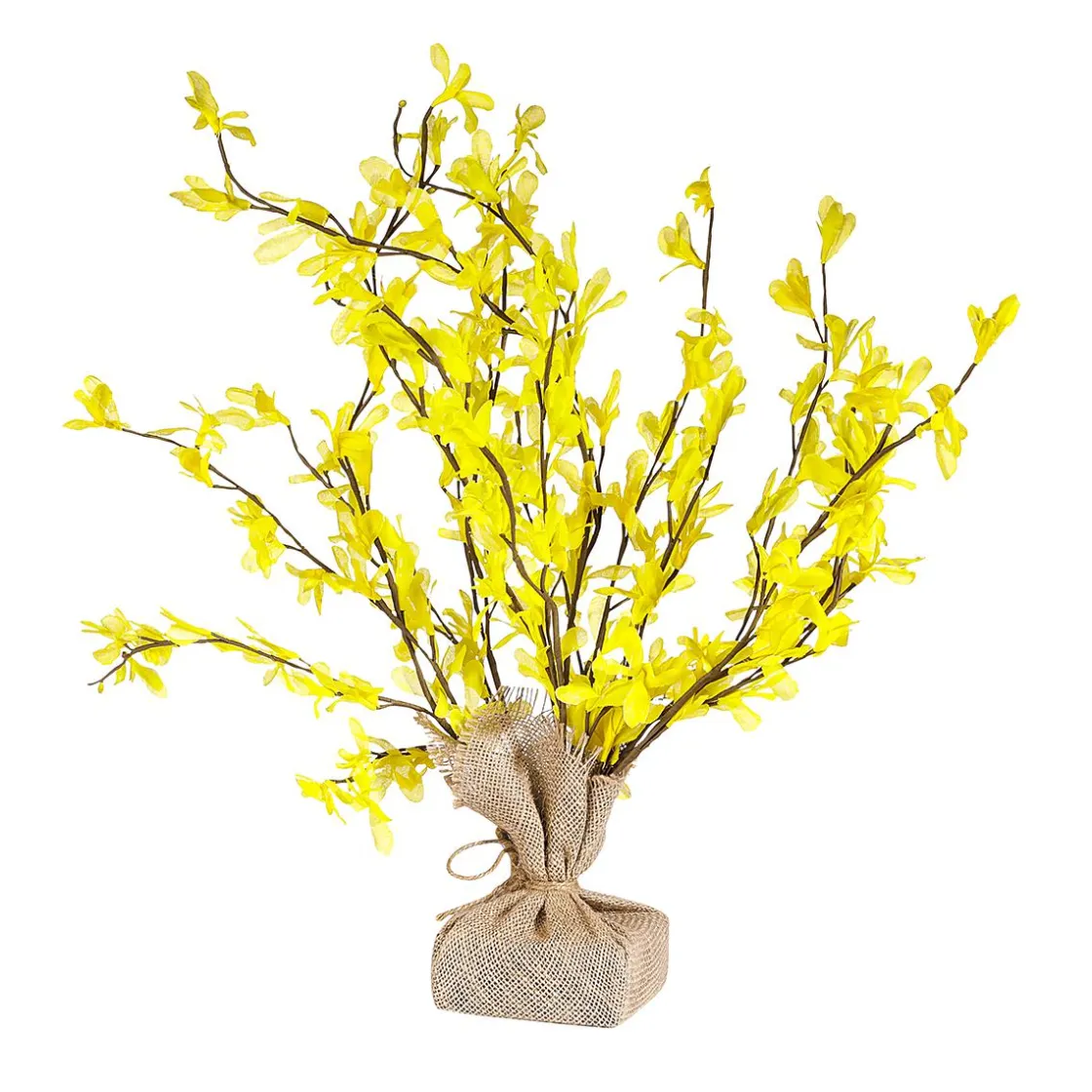 DecoWoerner Decoración De Pascua|Decoración De Primavera>Ramitas De Forsythia Artificiales Atadas En Yute 16 Cm